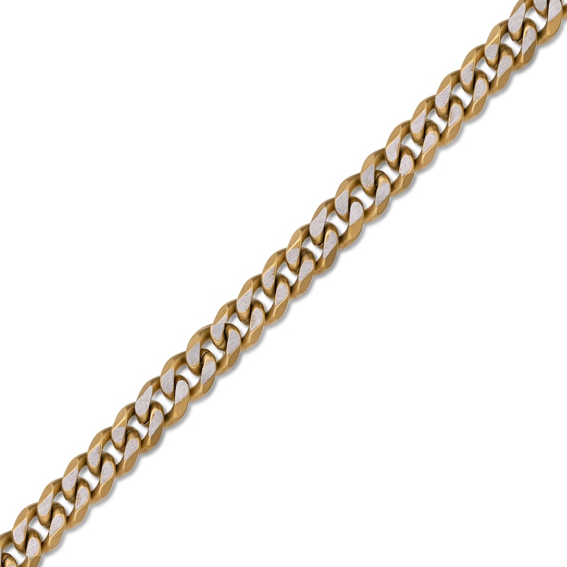 Main Image 2 of Men's 8.0mm Multi-Finish Curb Chain Necklace in Solid Stainless Steel  and Yellow IP - 24"