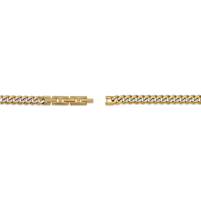 Main Image 3 of Men's 8.0mm Multi-Finish Curb Chain Necklace in Solid Stainless Steel  and Yellow IP - 24"