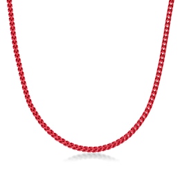 Men's 5.0mm Franco Chain Necklace in Solid Stainless Steel  with Red Acrylic - 22"
