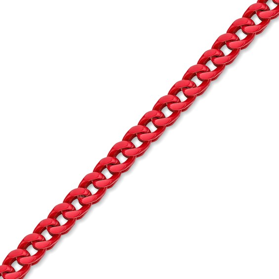 Men's 5.0mm Franco Chain Necklace in Solid Stainless Steel with Red Acrylic