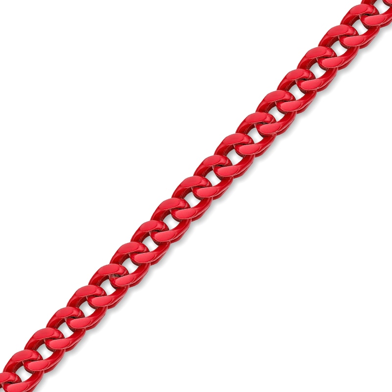 Main Image 2 of Men's 5.0mm Franco Chain Necklace in Solid Stainless Steel  with Red Acrylic - 22"