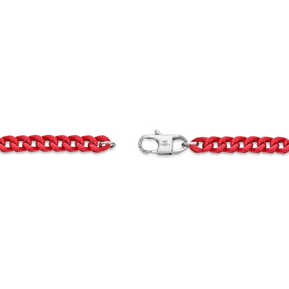 Men's 5.0mm Franco Chain Necklace in Solid Stainless Steel with Red Acrylic
