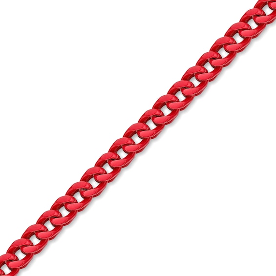 Men's 5.0mm Franco Chain Necklace in Solid Stainless Steel with Red Acrylic