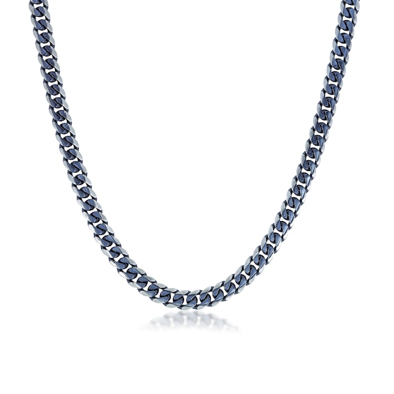 Men's 8.0mm Curb Chain Necklace in Solid Stainless Steel and Gunmetal Grey IP
