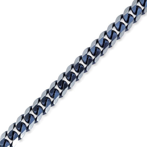 Men's 8.0mm Curb Chain Necklace in Solid Stainless Steel and Gunmetal Grey IP - 20"