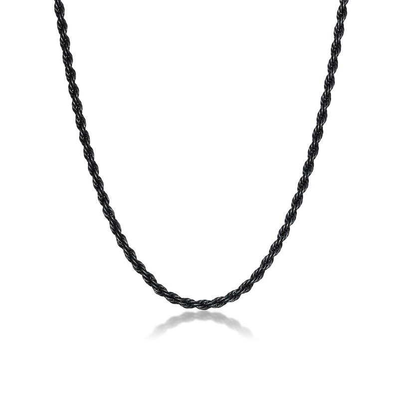 Main Image 1 of Men's 3.5mm Antique-Finish Rope Chain Necklace in Solid Stainless Steel  with Black IP - 22"