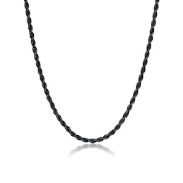 Men's 3.5mm Antique-Finish Rope Chain Necklace in Solid Stainless Steel  with Black IP - 20"