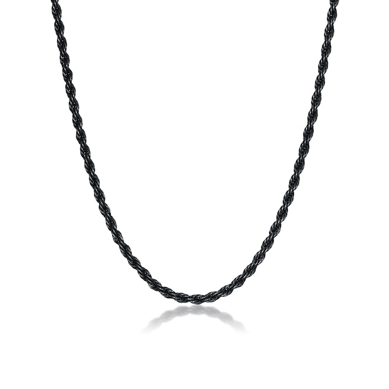 Men's 3.5mm Antique-Finish Rope Chain Necklace in Solid Stainless Steel with Black IP - 20"