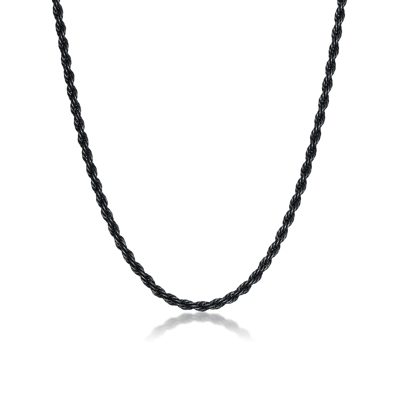 Main Image 1 of Men's 3.5mm Antique-Finish Rope Chain Necklace in Solid Stainless Steel  with Black IP - 20"