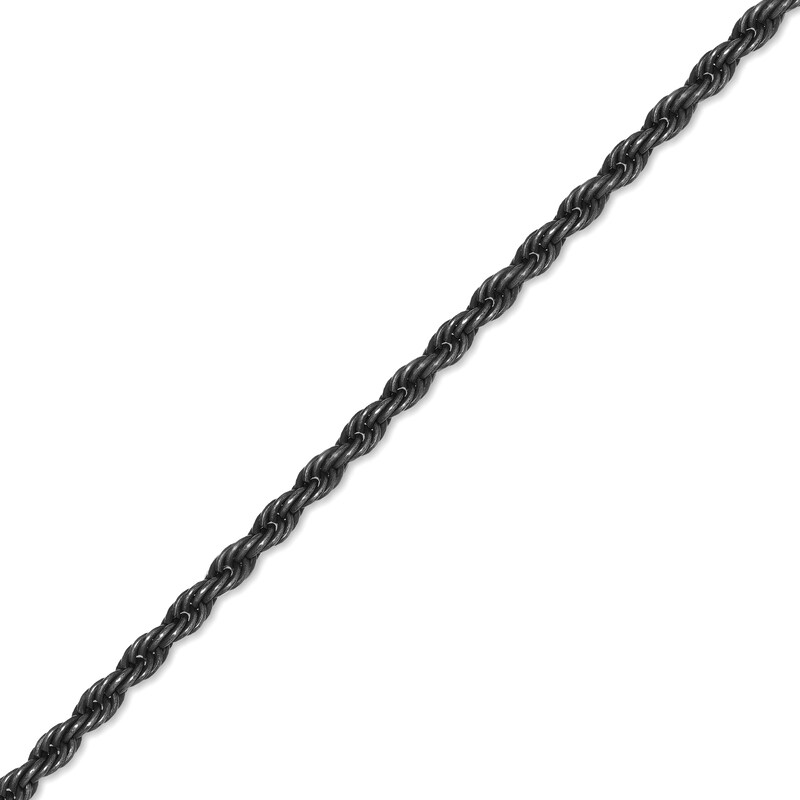 Main Image 2 of Men's 3.5mm Antique-Finish Rope Chain Necklace in Solid Stainless Steel  with Black IP - 20"