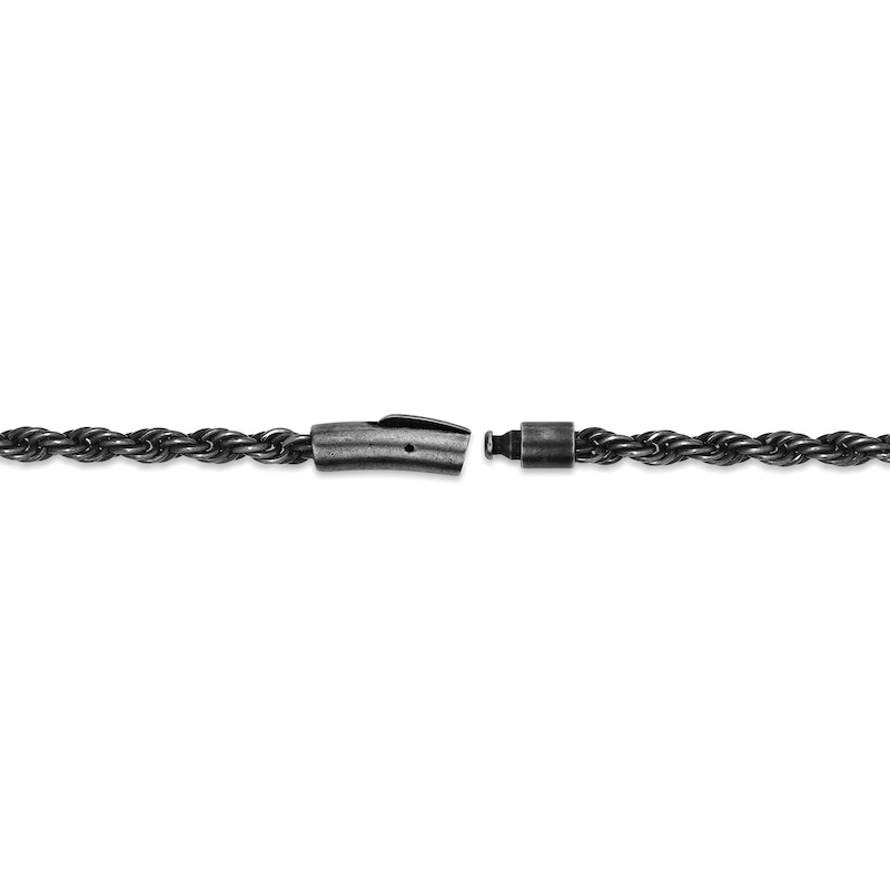 Main Image 3 of Men's 3.5mm Antique-Finish Rope Chain Necklace in Solid Stainless Steel  with Black IP - 20"