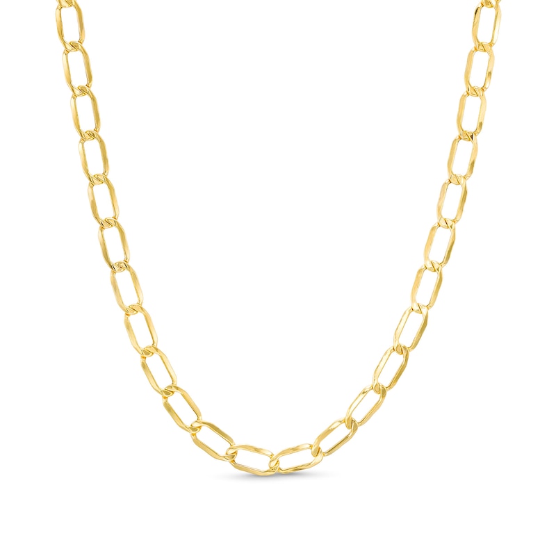 Main Image 1 of 5.4mm Open Oval-Shaped Curb Chain Necklace in Hollow 14K Gold - 16"