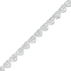 Thumbnail Image 1 of 1/10 CT. T.W. Diamond Beaded Hearts Link Line Bracelet in Sterling Silver - 7.25"