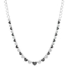 Thumbnail Image 1 of 1/10 CT. T.W. Black and White Diamond Beaded Graduated Alternating Hearts Necklace in Sterling Silver and Black Resin