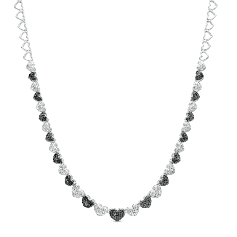 Sterling Silver Black & White Diamond Heart Necklace Sterling Silver Black & White Diamond Heart Necklace