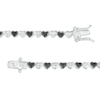 Thumbnail Image 3 of 1/10 CT. T.W. Black and White Diamond Beaded Alternating Hearts Bracelet in Sterling Silver and Black Resin - 7.25"