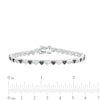 Thumbnail Image 4 of 1/10 CT. T.W. Black and White Diamond Beaded Alternating Hearts Bracelet in Sterling Silver and Black Resin - 7.25"