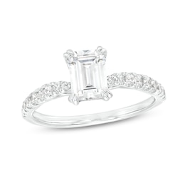1-1/4 CT. T.W. Radiant-Cut Diamond Pavé Graduated Shank Engagement Ring in 14K White Gold