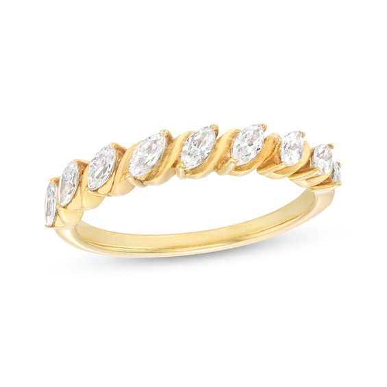 1/3 CT. T.w. Marquise Diamond Slant Nine Stone "S" Anniversary Band in 14K Gold