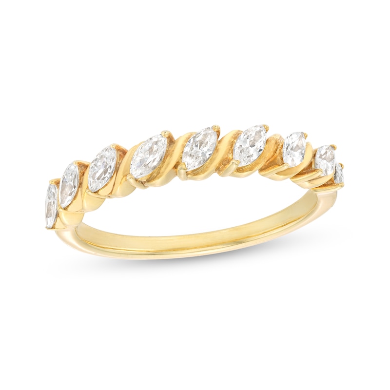Main Image 1 of 1/3 CT. T.W. Marquise Diamond Slant Nine Stone "S" Anniversary Band in 14K Gold