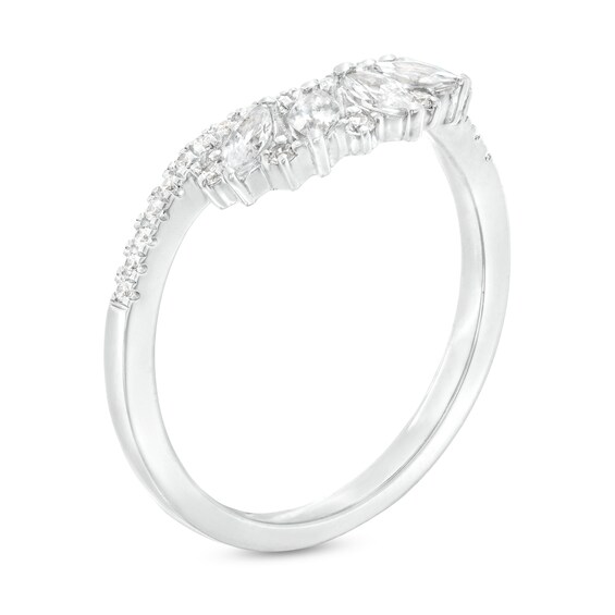 1/2 CT. T.w. Marquise and Round Diamond Alternating Crown Contour Anniversary Band in 14K White Gold
