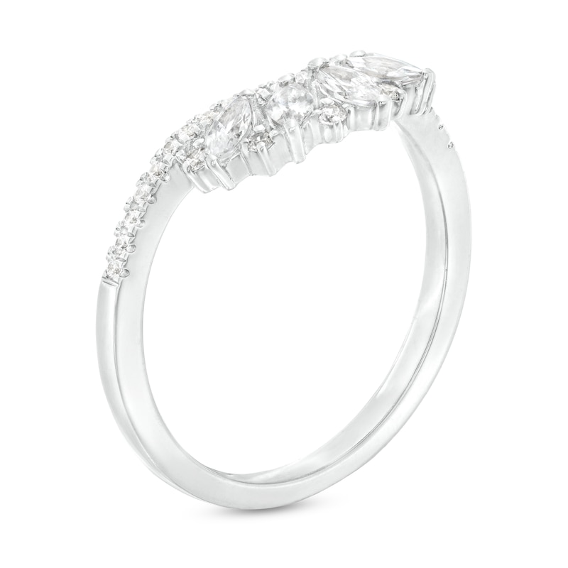 Main Image 3 of 1/2 CT. T.W. Marquise and Round Diamond Alternating Crown Contour Anniversary Band in 14K White Gold
