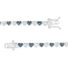 Thumbnail Image 3 of 1/10 CT. T.W. Blue and White Diamond Beaded Alternating Hearts Line Bracelet in Sterling Silver and Blue Resin - 7.25"