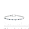 Thumbnail Image 4 of 1/10 CT. T.W. Blue and White Diamond Beaded Alternating Hearts Line Bracelet in Sterling Silver and Blue Resin - 7.25"