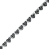Thumbnail Image 1 of 1/10 CT. T.W. Black Diamond Beaded Hearts Link Line Bracelet in Sterling Silver and Black Resin - 7.25"
