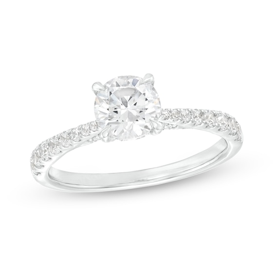 1-3/8 CT. T.w. Diamond Pavé Tapered Shank Engagement Ring in 14K White Gold