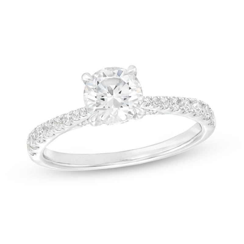 Main Image 1 of 1-3/8 CT. T.W. Diamond Pavé Tapered Shank Engagement Ring in 14K White Gold