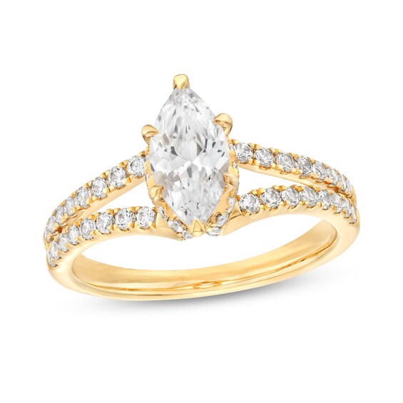 1-3/8 CT. T.w. Marquise Diamond Double Row Split Shank Engagement Ring in 14K Gold