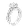 Thumbnail Image 3 of 1-3/8 CT. T.W. Princess-Cut Diamond Petal Frame Tapered Shank Vintage-Style Flower Bridal Set in 14K White Gold