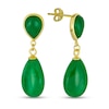 Thumbnail Image 1 of Pear-Shaped Jade Double Teardrop Earrings in Sterling Silver with 14K Gold Plate