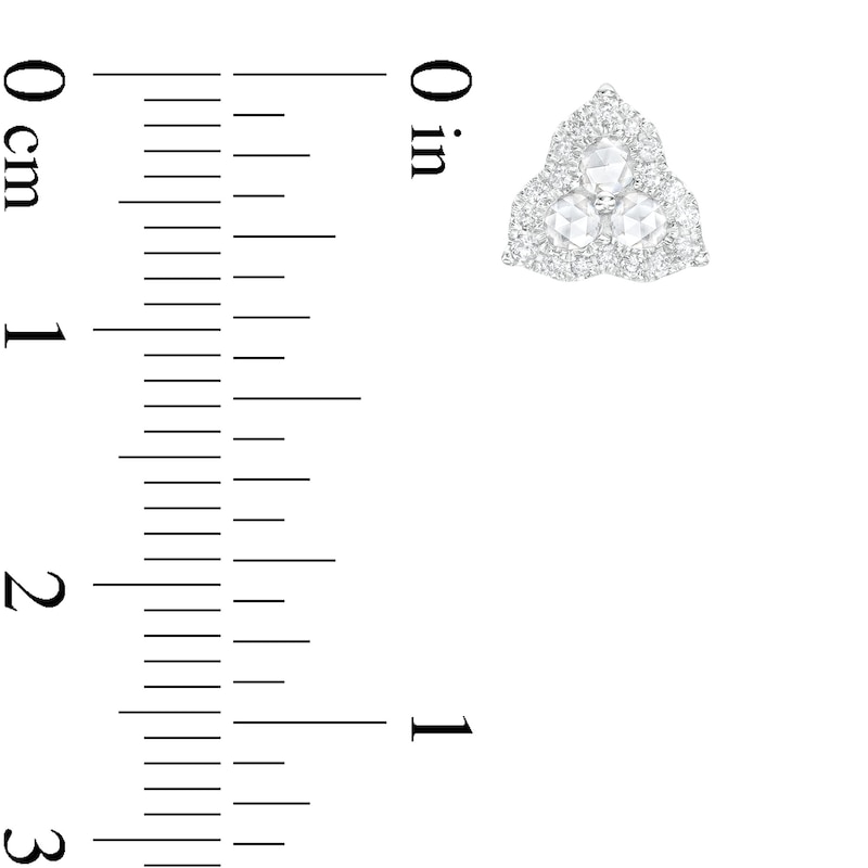 Main Image 3 of 1/3 CT. T.W. Rose-Cut Diamond Trio Pointed Frame Stud Earrings in 14K White Gold