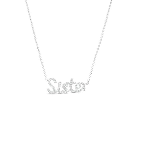 Love Talks 1/8 CT. T.w. Diamond "Sister" Necklace in 10K White Gold