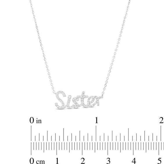 Love Talks 1/8 CT. T.w. Diamond "Sister" Necklace in 10K White Gold