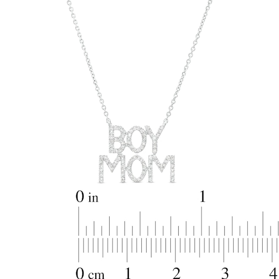 Love Talks 1/6 CT. T.w. Diamond "Boy Mom" Necklace in 10K White Gold