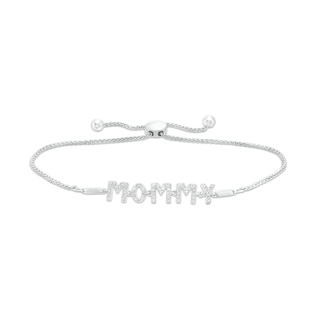 Love Talks 1/6 CT. T.W. Diamond "MOMMY" Bolo Bracelet in Sterling Silver - 9"