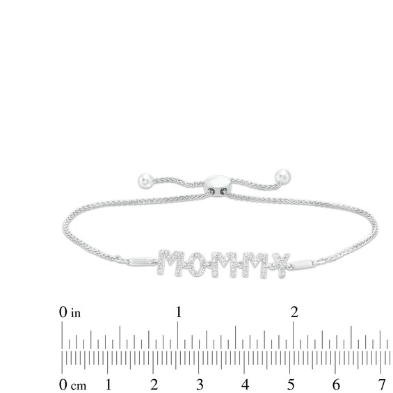 Love Talks 1/6 CT. T.w. Diamond "Mommy" Bolo Bracelet in Sterling Silver - 9"