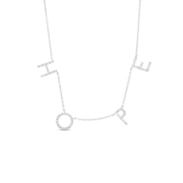 Love Talks 1/8 CT. T.W. Diamond "HOPE" Station Necklace in 10K White Gold