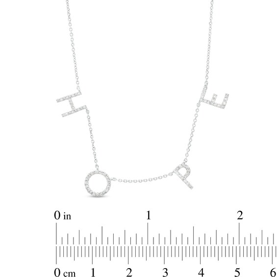 Love Talks 1/8 CT. T.w. Diamond "Hope" Station Necklace in 10K White Gold