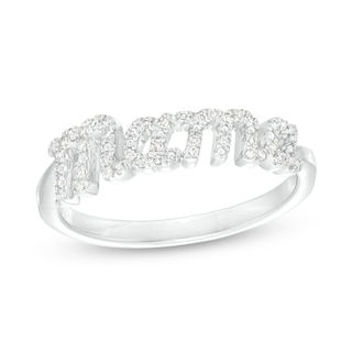 Love Talks 1/8 CT. T.W. Diamond "Mama" Ring in 10K White Gold