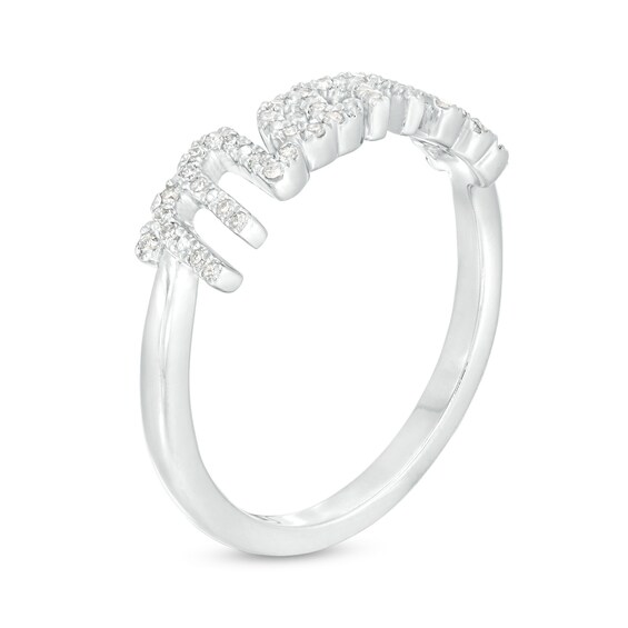Love Talks 1/8 CT. T.w. Diamond "Mama" Ring in 10K White Gold