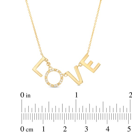 Love Talks 1/20 CT. T.w. Diamond "Love" Necklace in 10K Gold