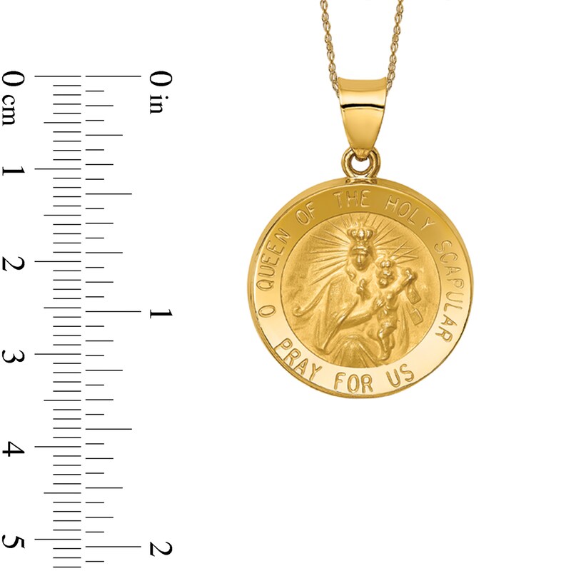 Main Image 3 of Men's Multi-Finish "Queen of the Holy Scapular" Framed Textured Small Medallion Pendant in 14K Gold