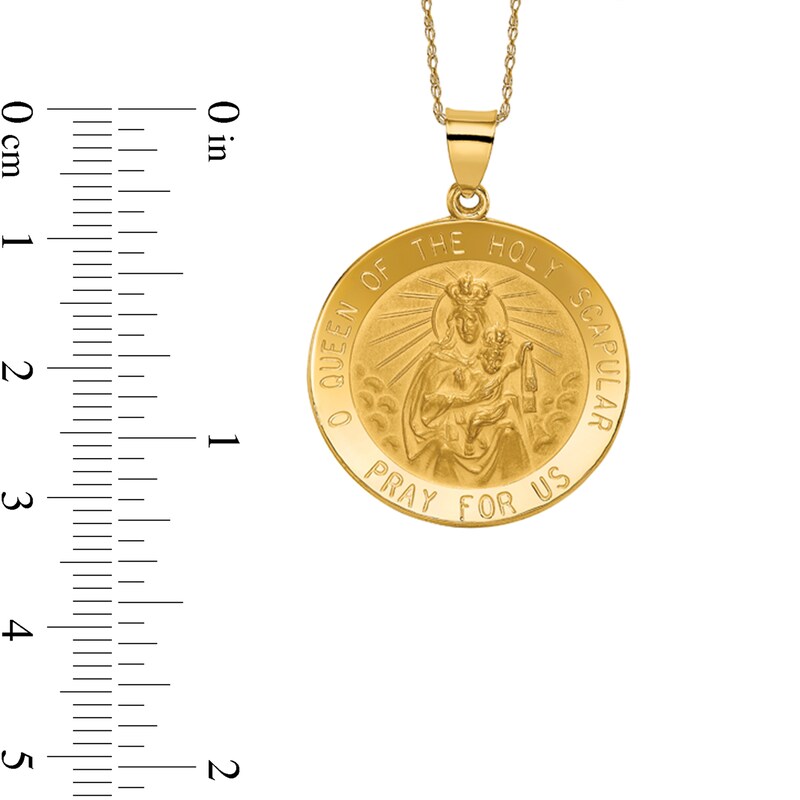 Main Image 3 of Men's Multi-Finish "Queen of the Holy Scapular" Framed Textured Large Medallion Pendant in 14K Gold