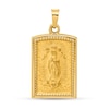 Thumbnail Image 1 of Brushed-Finish "Our Lady of Guadalupe" Beaded Frame Textured Rectangular Necklace Charm in 14K Gold