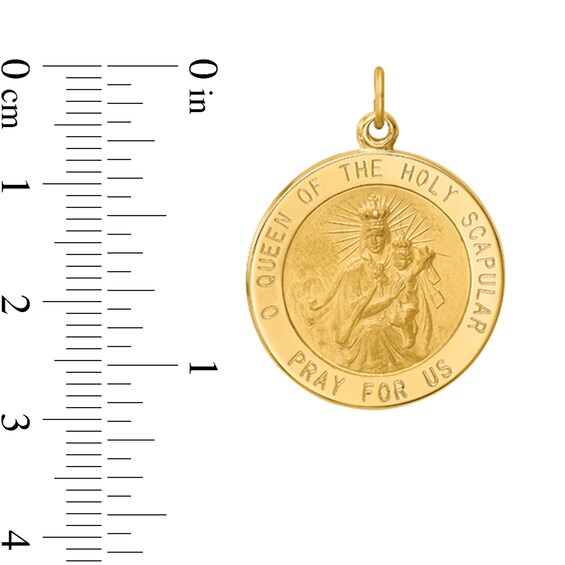 Multi-Finish "Queen of the Holy Scapular" Textured Large Medallion Necklace Charm in 14K Gold