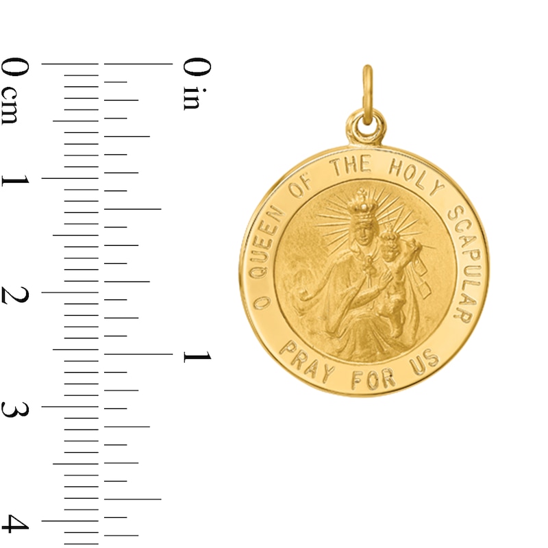 Main Image 2 of Men's Multi-Finish "Queen of the Holy Scapular" Textured Large Medallion Necklace Charm in 14K Gold